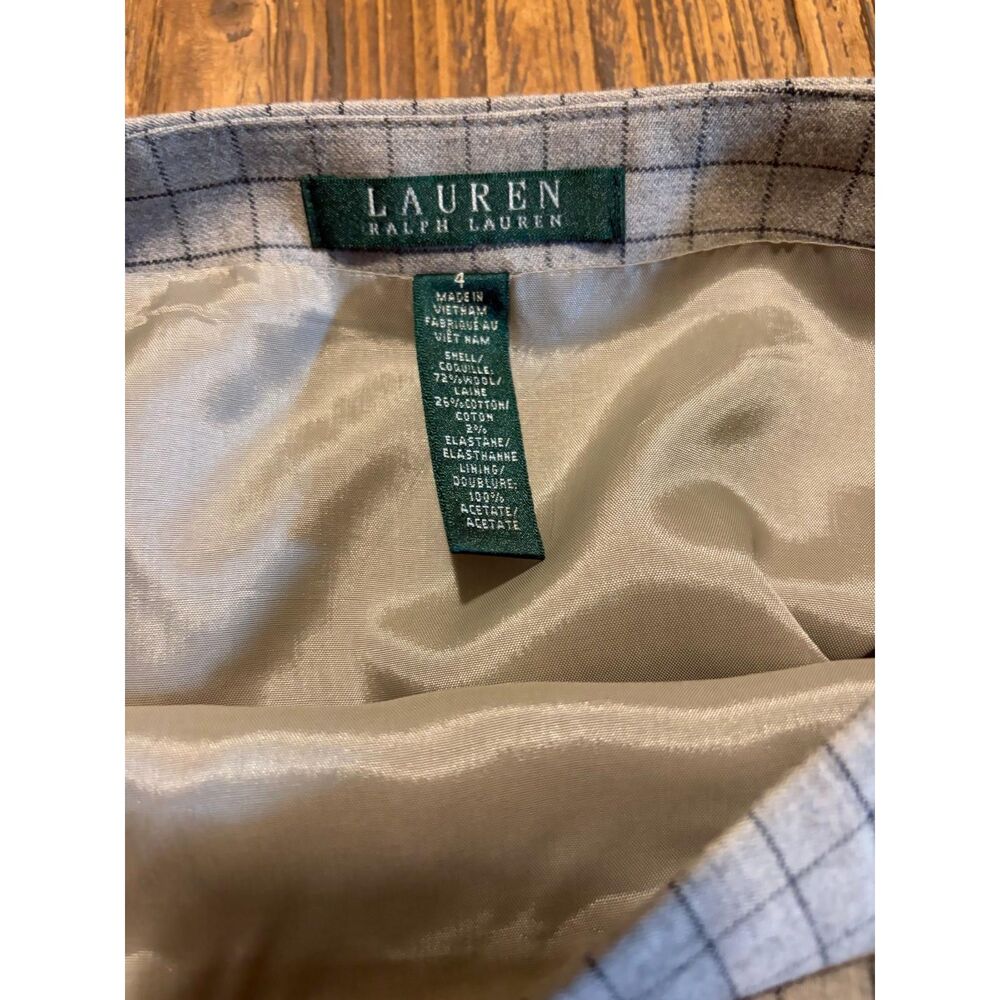 Lauren Ralph Lauren Gray Tattersall Check Fit & Flare Skirt Mini Size 4 - Picture 4 of 5